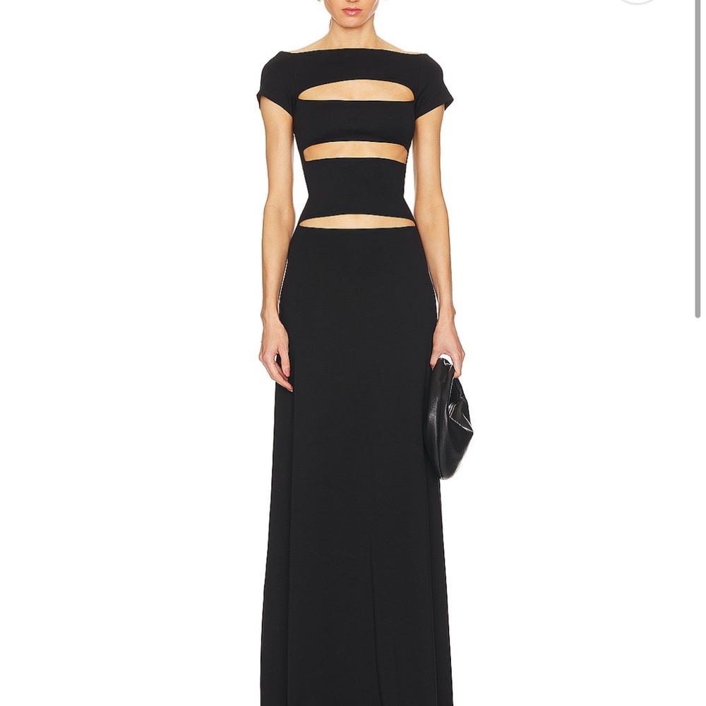 Elegant Black Cut-Out Evening Dress